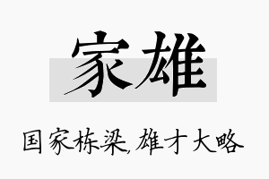 家雄名字的寓意及含义