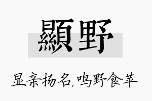 显野名字的寓意及含义