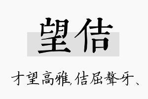 望佶名字的寓意及含义