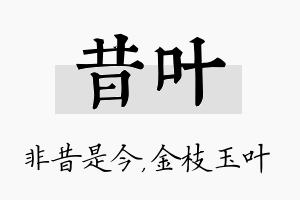 昔叶名字的寓意及含义