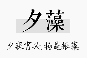 夕藻名字的寓意及含义