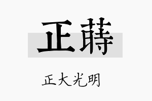 正莳名字的寓意及含义