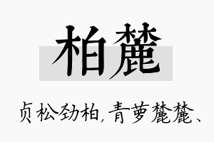 柏麓名字的寓意及含义