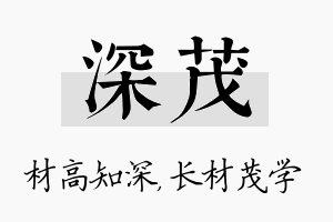 深茂名字的寓意及含义