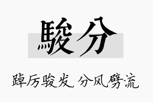 骏分名字的寓意及含义