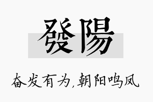 发阳名字的寓意及含义