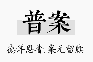 普案名字的寓意及含义