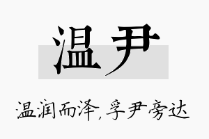 温尹名字的寓意及含义