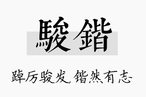 骏锴名字的寓意及含义