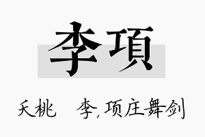 李项名字的寓意及含义