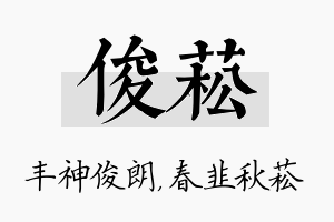 俊菘名字的寓意及含义