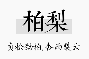 柏梨名字的寓意及含义