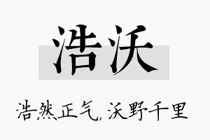 浩沃名字的寓意及含义