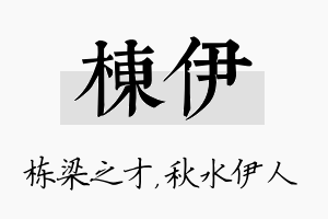 栋伊名字的寓意及含义