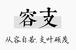 容支名字的寓意及含义