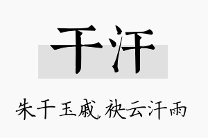 干汗名字的寓意及含义