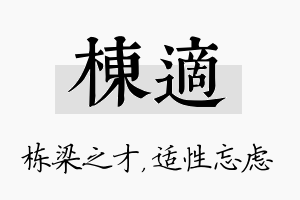 栋适名字的寓意及含义