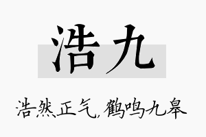 浩九名字的寓意及含义