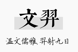 文羿名字的寓意及含义