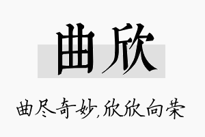 曲欣名字的寓意及含义