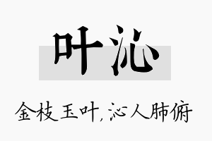 叶沁名字的寓意及含义