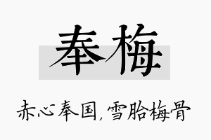 奉梅名字的寓意及含义