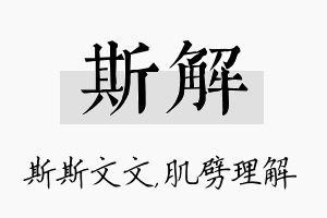 斯解名字的寓意及含义