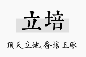 立培名字的寓意及含义