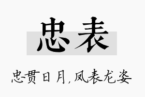 忠表名字的寓意及含义