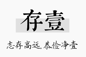 存壹名字的寓意及含义