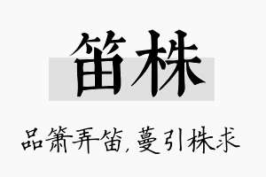 笛株名字的寓意及含义