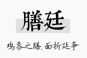 膳廷名字的寓意及含义