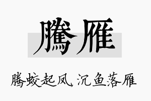 腾雁名字的寓意及含义