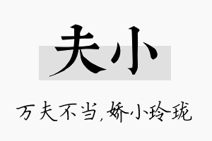 夫小名字的寓意及含义