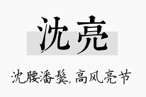 沈亮名字的寓意及含义