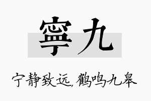 宁九名字的寓意及含义