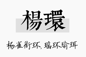 杨环名字的寓意及含义