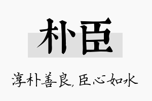 朴臣名字的寓意及含义