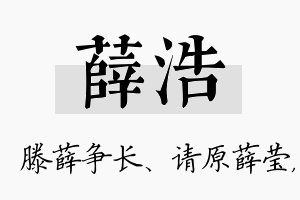 薛浩名字的寓意及含义