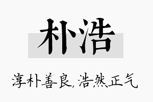 朴浩名字的寓意及含义