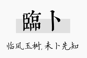 临卜名字的寓意及含义