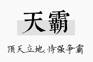 天霸名字的寓意及含义