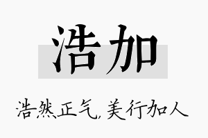 浩加名字的寓意及含义