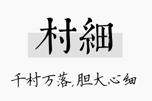 村细名字的寓意及含义