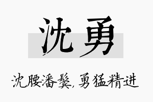 沈勇名字的寓意及含义