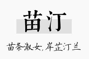 苗汀名字的寓意及含义