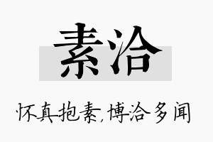 素洽名字的寓意及含义