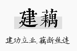 建藕名字的寓意及含义