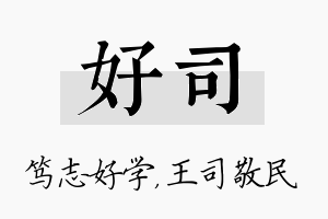 好司名字的寓意及含义