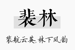 裴林名字的寓意及含义